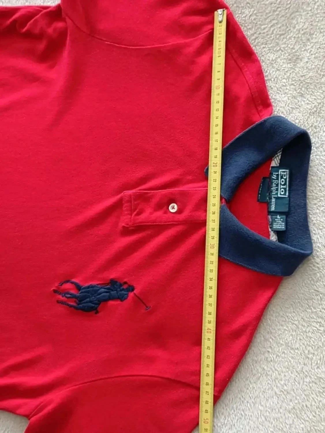 Polo Ralph Lauren Big Pony vermelho Logo azul marinho Tamanho L – photo 13